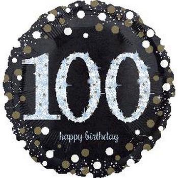18" Foil Birthday 100 Sparkling Holographic balloon foil balloons