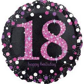 18" Foil Birthday 18 Holographic Pink Celebration balloon foil balloons