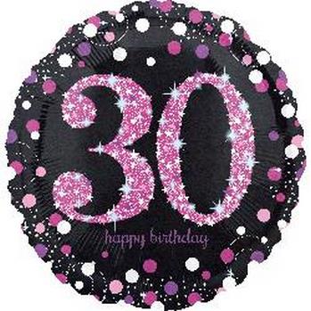 18" Foil Birthday 30 Holographic Pink Celebration balloon foil balloons