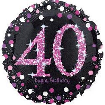 18" Foil Birthday 40 Holographic Pink Celebration balloon foil balloons