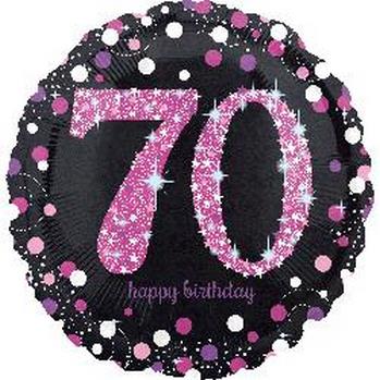 Foil Birthday 70 Holographic Pink Celebration balloon ANAGRAM