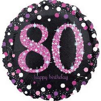 18" Foil Birthday 80 Holographic Pink Celebration balloon foil balloons