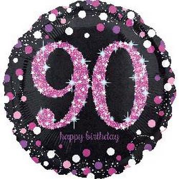 18" Foil Birthday 90 Holographic Pink Celebration balloon foil balloons