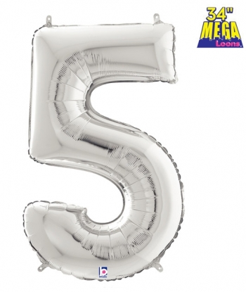 Number 5 Silver balloon BETALLIC