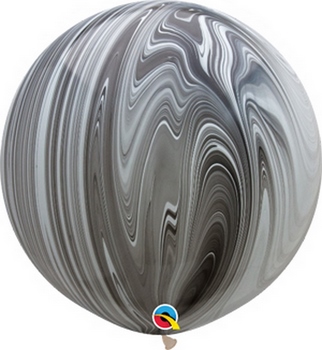 30" Black and White Super Agate   Balloons