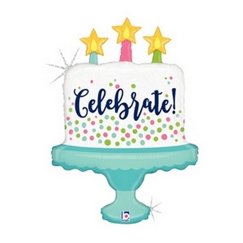 33" Celebrate! Cake Holographic balloon foil balloons