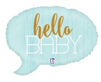 Foil Shape Hello Baby - Blue balloon BETALLIC