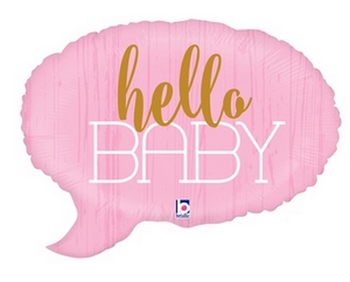 Foil Shape Hello Baby - Pink balloon BETALLIC