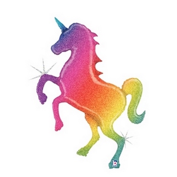 Supershape Glitter Rainbow Unicorn Holog balloon BETALLIC