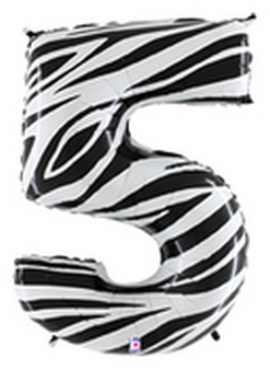 40" Megaloon Number 5 Zebra balloon foil balloons