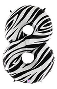 40" Megaloon Number 8 Zebra balloon foil balloons