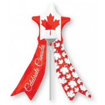 Canada Flag Star Mini Shape  /w ribbon 9"x24" decorations