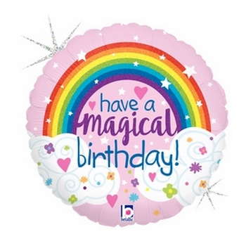 18" Glitter Magical Rainbow Birthday Holographic balloon foil balloons