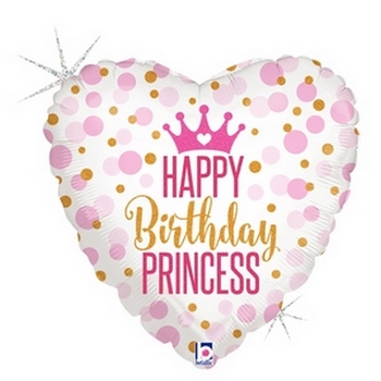18" Glitter Happy Birthday Princess Birthday balloon foil balloons