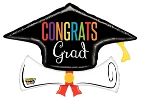 36" Mighty Congrats Grad Diploma balloon *Unpacked foil balloons