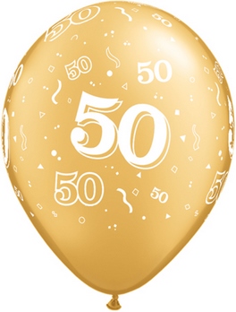 (50) 11" 50 Around - Gold balloons (*2019) latex balloons