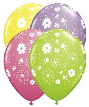 Q (50) 11" Daisies & Dots - Assorted balloons latex balloons