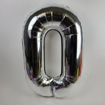 40" Econo Number #0 Silver balloon foil balloons