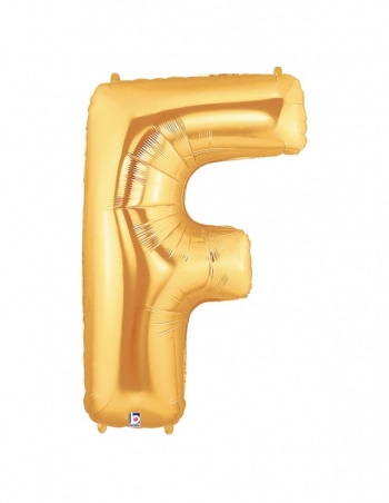Megaloon - Letter F - Gold balloon *POLYBAGGED BETALLIC