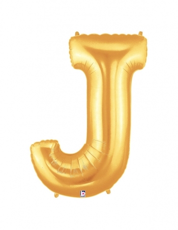 Megaloon - Letter J - Gold balloon *POLYBAGGED BETALLIC