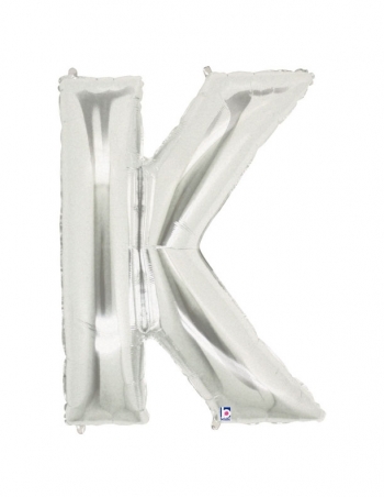 40" Megaloon - Letter K - Silver balloon *POLYBAGGED foil balloons