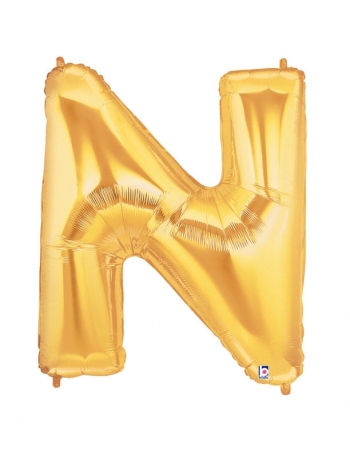 Megaloon - Letter N - Gold balloon *polybagged BETALLIC