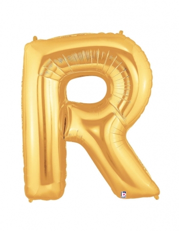 40" Megaloon - Letter R - Gold balloon  *polybag foil balloons