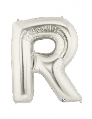 40" Megaloon - Letter R - Silver balloon foil balloons