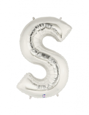 40" Megaloon - Letter S - Silver balloon *Polybagged foil balloons