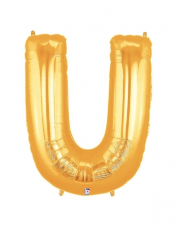 Megaloon - Letter U - Gold balloon BETALLIC