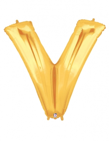 40" Megaloon - Letter V - Gold balloon *POLYBAGGED foil balloons