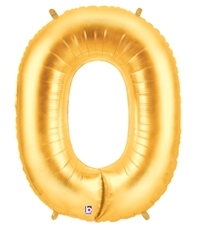 Megaloon - Number -  0 - Gold Zero balloon BETALLIC