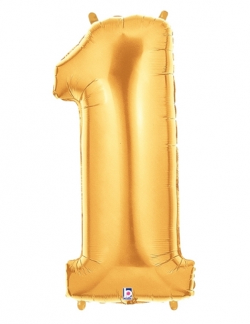 Megaloon - Number - #1 - Gold balloon BETALLIC
