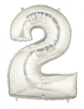 Megaloon - Number - #2 - Silver balloon BETALLIC