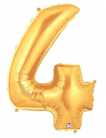 Megaloon - Number - #4 - Gold balloon BETALLIC