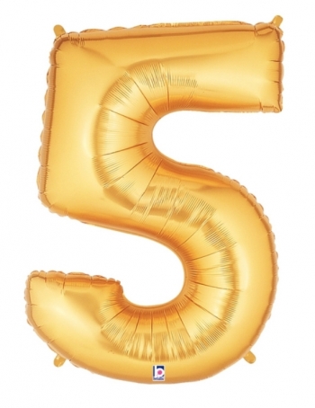 Megaloon - Number - #5 - Gold balloon BETALLIC