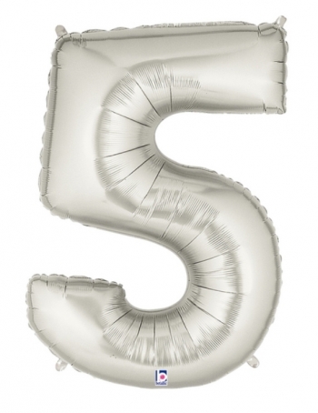 Megaloon - Number - #5 - Silver balloon BETALLIC