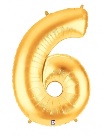 Megaloon - Number - #6 - Gold balloon BETALLIC