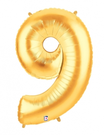 Megaloon - Number - #9 - Gold balloon BETALLIC