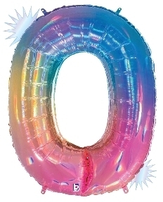 Megaloon Opal Rainbow Number 0 balloon BETALLIC