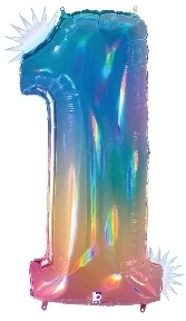 Megaloon Opal Rainbow Number 1 balloon BETALLIC