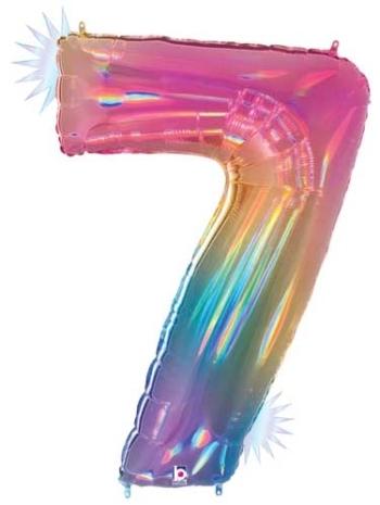 Megaloon Opal Rainbow Number 7 balloon BETALLIC
