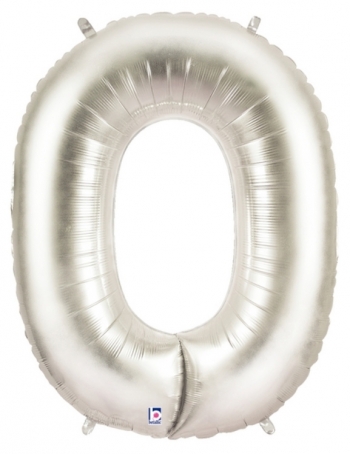 Megaloon - Number Zero 0 - Silver balloon BETALLIC