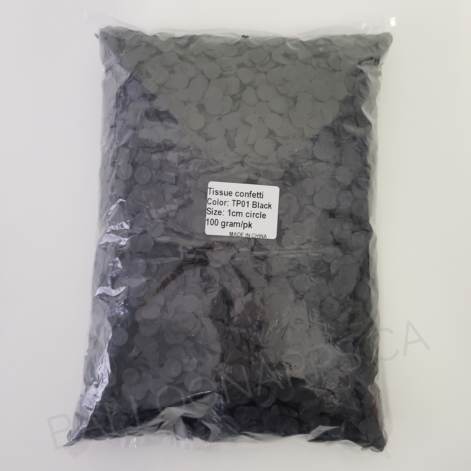 (100gr) 1cm Round Tissue Paper Black Confetti