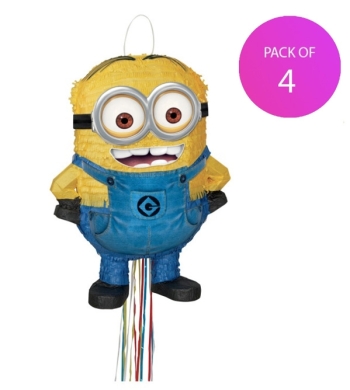 (4) Despicable Me Minion Pull Pinata - Pack of 4 party supplies