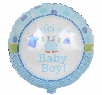 4" Foil - Baby Boy Clothesline - Air Airfill Heat Seal Required balloon foil balloons
