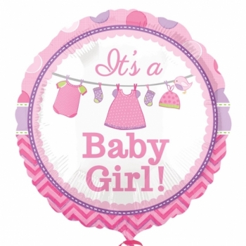 Foil - Baby Girl Clothesline - Air Airfill Heat Seal Required balloon ANAGRAM