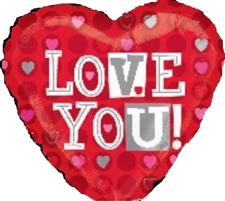 Foil - Love You Heart Dots Airfill Heat Seal Required balloon ANAGRAM