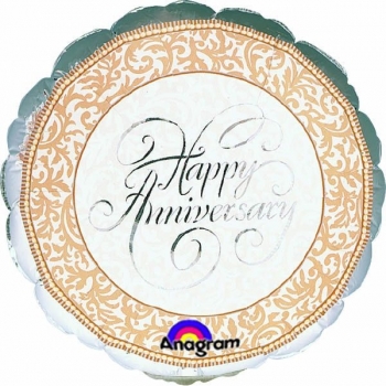 Foil - Anniversary Scroll Airfill Heat Seal Required balloon ANAGRAM