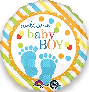4" Foil - Baby Feet Boy Airfill Heat Seal Required balloon foil balloons